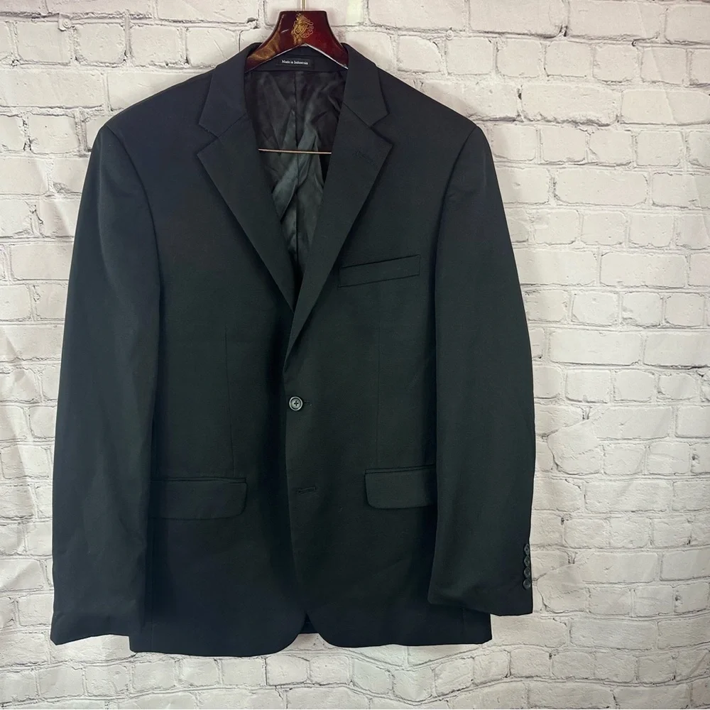 Pronto Uomo platinum wool Black Sport Coat jacket Notch Lapel sz 42L